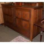 An oak chancel cupboard, with twin doors, 188cm wide