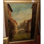 Follower of Trevor Haddon Venetian Canal Scene Oil on canvas