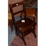 A set of metamorphic mahogany library steps/chair