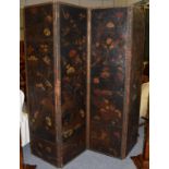 A 19th century four-leaf close-nailed dressing screen, covered in Russian leather, each panel