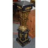 A striated black marble and gilt-brass mounted plinth, 115cm high