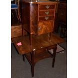 A 19th century mahogany drop leaf table, single drawer and under tier 74cm high, together with a