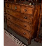 A George III mahogany chest of drawers, three short drawers over three long drawers and bracket