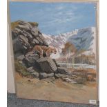 John Seerey-Lester (b.1946) American Cheetah Signed, oil on canvas, 62cm by 52cm (unframed) Artist's