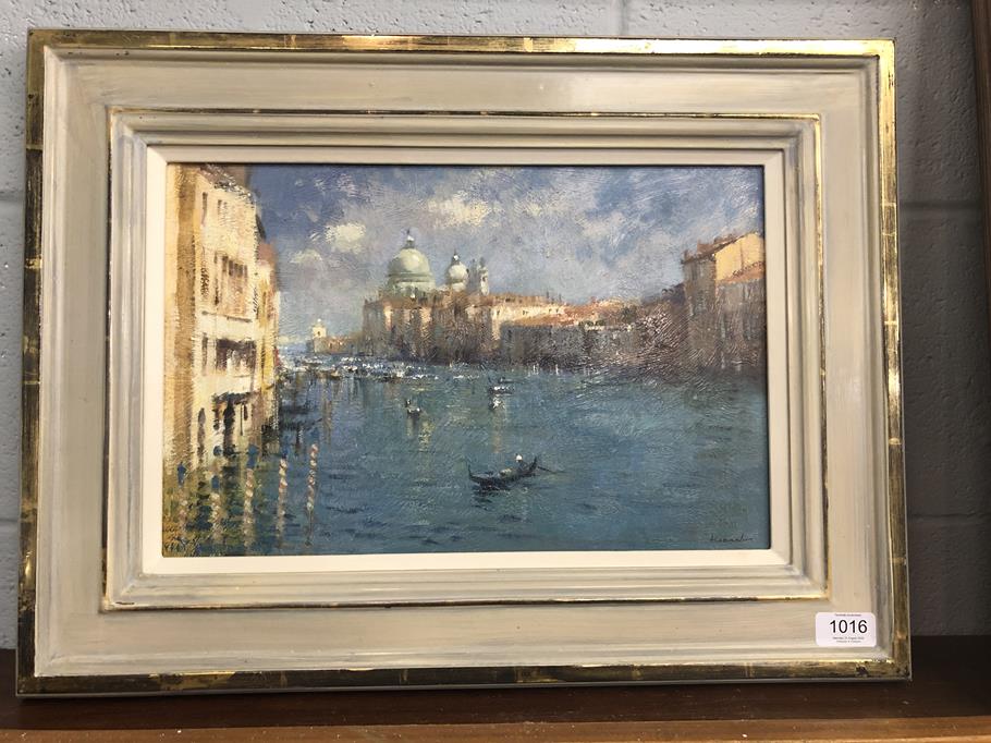 Follower of Ken Howard (Contemporary) Gondolas on the Grand Canal, Venice Indistinctly signed, oil - Image 3 of 4