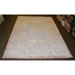 Chinese silk field rug, the ice blue field of flowers enclosed by multiple borders, 272cm by 180cm