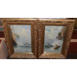 Bret Hayes (19th/20th century) Coastal scenes A pair, signed and dated, in gilt and gesso frames (2)