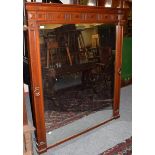 A large Edwardian mahogany wall mirror, 159cm high