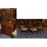 Miscellaneous furniture including an oak gateleg table, a reproduction chest of four drawers,