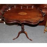 Georgian mahogany shaped tray on tripod base, 89cm wide