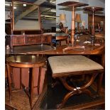 A William IV mahogany occasional table with acanthus carved column 72cm high, together