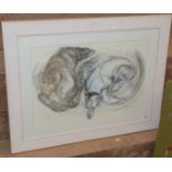 Shirley Fraser (Contemporary) ''Bonnie and Cassie'' Signed, inscribed and dated (20)05, charcoal and