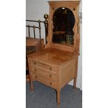 A late 19th century pine mirror backed dressing/wash table