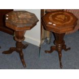 Two Victorian pedestal work tables