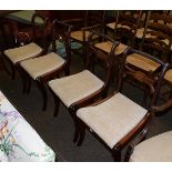 A set of four Regency mahogany rope twist dining chairs, sabre legs and drop in seats (4)