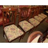 A set of six mahogany dining chairs, foliate splats and tapestry seats (6)