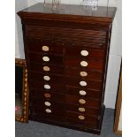 A mahogany Victorian tambour fronted filing cabinet, 119cm high