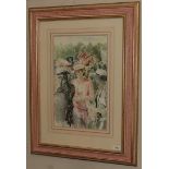 Gordon King (b.1939) Princess Diana at Royal Ascot Signed, watercolour, 46cm by 28cm Provenance: