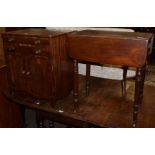 A George III mahogany commode and a George III mahogany Pembroke table (2)