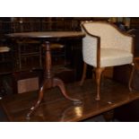 An oak tilt top occasional table, together with a tub chair (2)