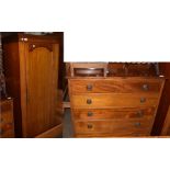 An Edwardian mahogany single door wardrobe, together with an Edwardian mahogany chest of drawers,