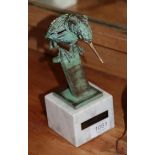 Walenty Pytel (b.1941) Polish ''Kingfisher'' Bronze on a marble base, 20cm high Sold together with