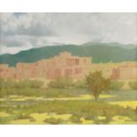 Geoffrey Jenkinson RCamA (1925-2005) ''August Summer Sky and River Taos Pueblo'' Signed and dated