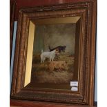 Circle of George Armfield Three Terriers in a barn Oil on canvas