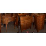 A George III mahogany demi-lune sideboard of small proportions, single drawer flanked by cupboard