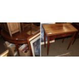 A mahogany dining table, oval top with tapered fluted legs, 151cm wide, together with a 19th century