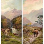 Henry Robinson Hall (1857-1927) ''Highland Cattle beneath the crags of the 'autt Maen',