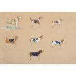 Michael Lyne (1912-1989) ''Claro Beagles, Yorkshire, 1948'' Signed, inscribed and dated 1948,