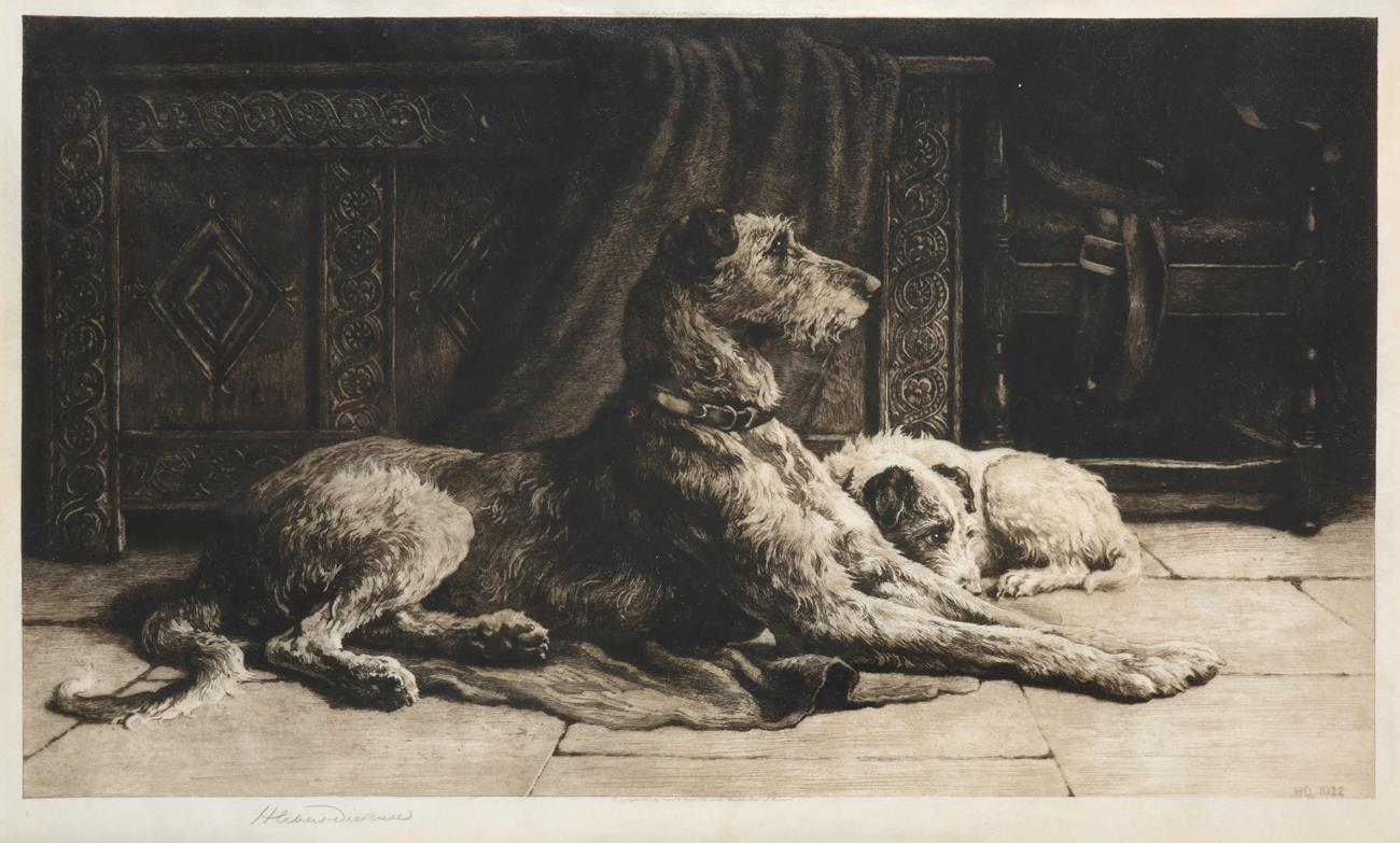 Herbert Dicksee RE (1862-1942) Waiting for master Signed in pencil, a black and white etching, 35.