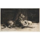 Herbert Dicksee RE (1862-1942) Waiting for master Signed in pencil, a black and white etching, 35.