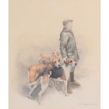 Judy Kent Pyrah (Contemporary) Walking out the hounds Signed and dated (19)84, watercolour and