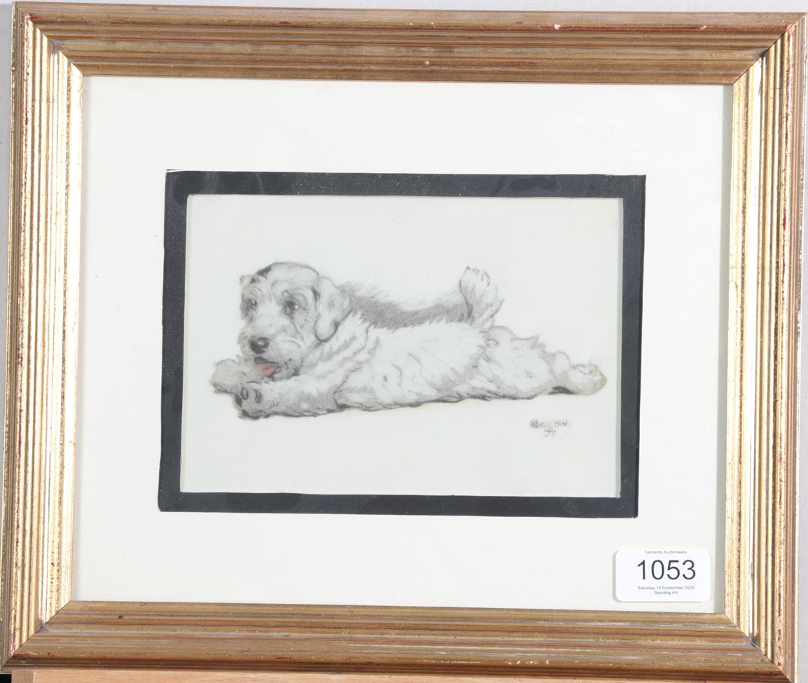 Cecil Charles Windsor Aldin (1870-1935) Study of a terrier puppy Signed, pencil and watercolour on - Image 2 of 3