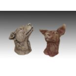 Sally Arnup FRBS, ARCA (1930-2015) Patterdale Terrier head Ceramic, together with another, 20cm