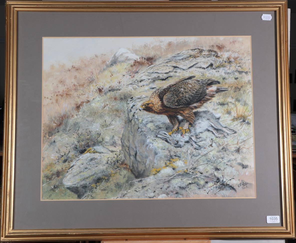 George Edward Lodge (1860-1954) Eagle on a Blue Mountain Hare Signed and dated 1949, watercolour, - Image 2 of 2