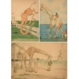 After Rudolf Pick (1865-1915) Austrian Giraffe races, possibly from ''La Course de Girafes'' Set