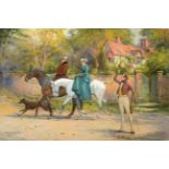 Attributed to George Wright (1860-1942) ''The Morning Ride'' Bears signature, oil on canvas, 29.