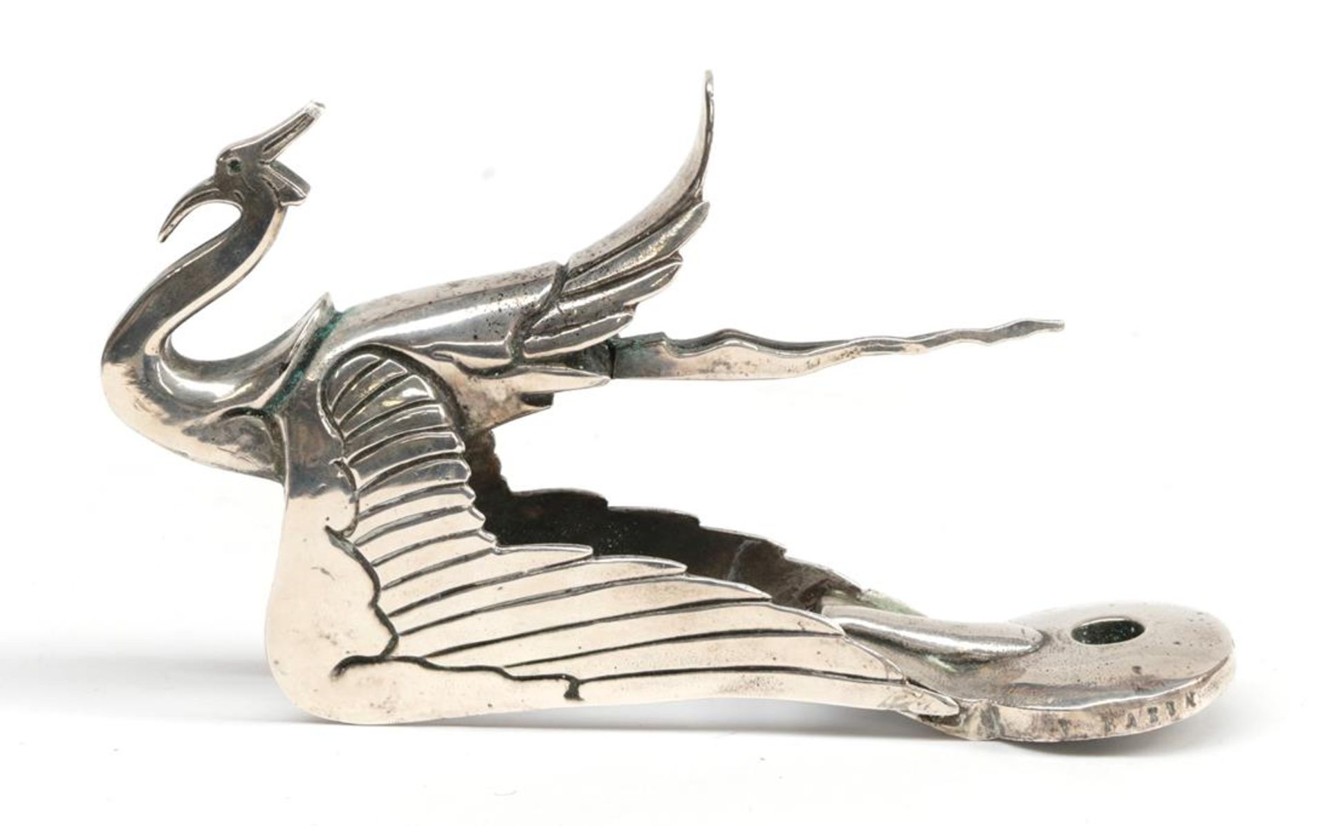 Francis Bazin: A Rare 1920's Art Deco Nickel Plated Car Mascot as a Wild Swan, similar examples were