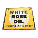 A Double-Side Enamel Advertising Sign, WHITE ROSE OIL PUREST AND BEST, stamped and numbered Bruton