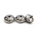 A Pair of Chromed Car Locking Caps, suitable for mounting mascots, the underside stamped Made in