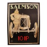 A Salmson 10 HP Lithographic Poster, after Rene Vincent, French 1920's, printed by Riegel, depicting