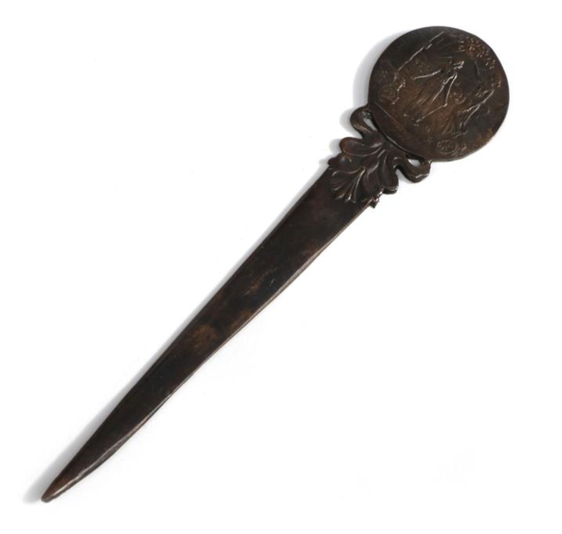 An Early 20th Century Double-Sided Bronze Paperknife, inscribed with De Dion Bouton Marque Deposee