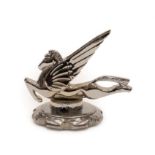 A 1930's Chromed Car Mascot as Pegasus, the winged horse on a circular base and screw-thread