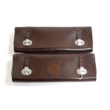 A Pair of Brown Leather Cases or Satchels for Vintage/Classic Motorcycles, 32cm wide. It is a flap
