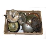 Six Assorted Fog-Master Car Lamps, in varying condition, each lens 20cm, with metal bodies and