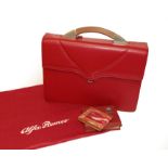 Alfa Romeo Interest: A Red Leather Borsa Executive Red Leather Briefcase, with pearwood handle,