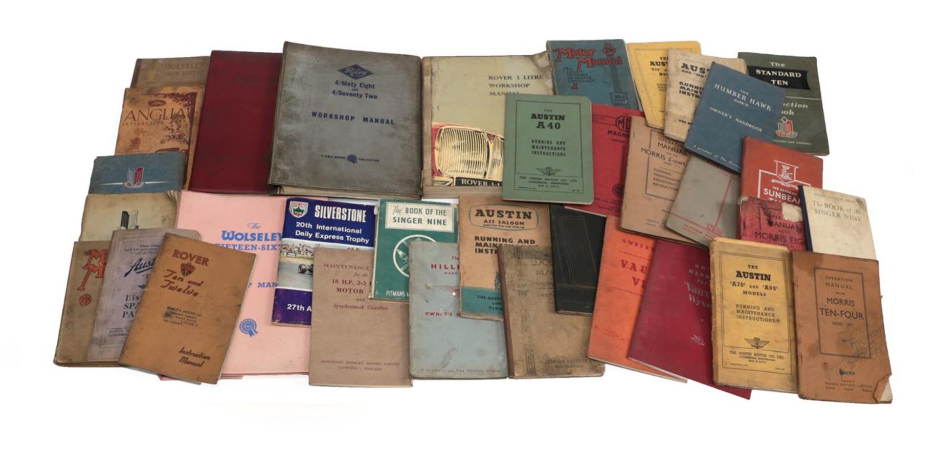 A Box Containing Thirty 1940's and Later Car Handbooks, including Armstrong Siddeley, Morris 10-4,